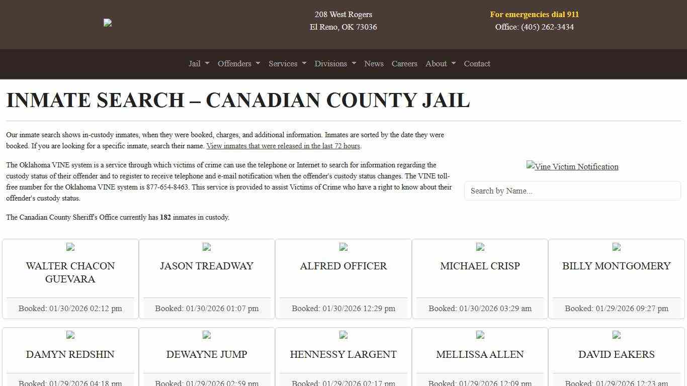 Inmate Search Canadian County Sheriff's Office