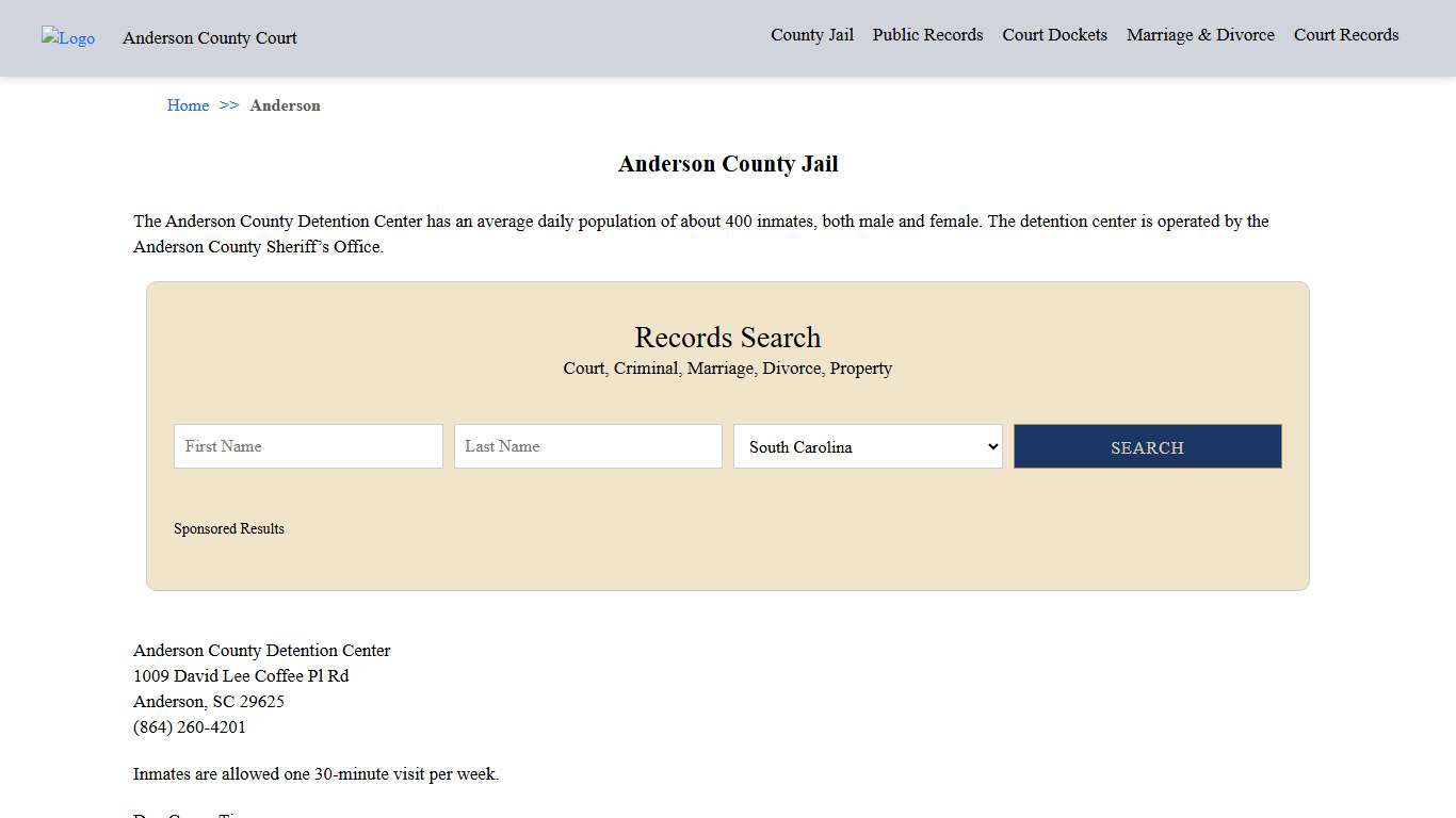 Anderson County Jail Anderson County Court SC